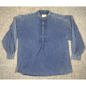 Scully Wahmaker Shirt Men’s XL Blue Denim Pleated Banded Collar Cowboy Western
